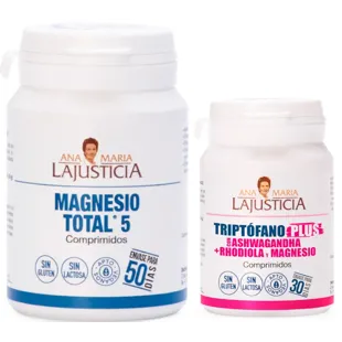 Ana Maria Lajusticia Magnesium Total 5 100 Tablets + Tryptophan Plus Ashwagandha + Rhodiola + Magnesium 60 Tablets