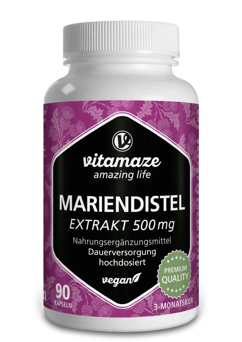 Vitamaze Cardo Mariano Estratto 500 mg Integratore Vegano Ad Alto Dosaggio 90 Capsule