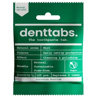 Denttabs Organic Toothpaste in Tablets with Fluoride 125 units