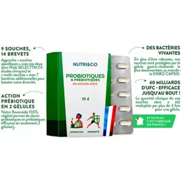 Nutri&Co Probio Pré et Probiotiques pour Flore Intestinale 10 gélules