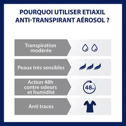 ETIAXIL Déodorant Anti-Transpirant Protection 48h Aérosol Lot de 2 x 150ml