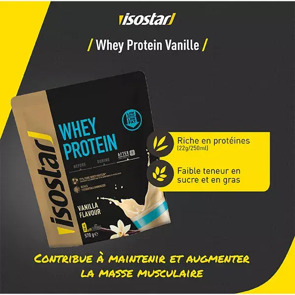 Isostar Whey Protein Poudre Boisson Protéinée Vanille 570g