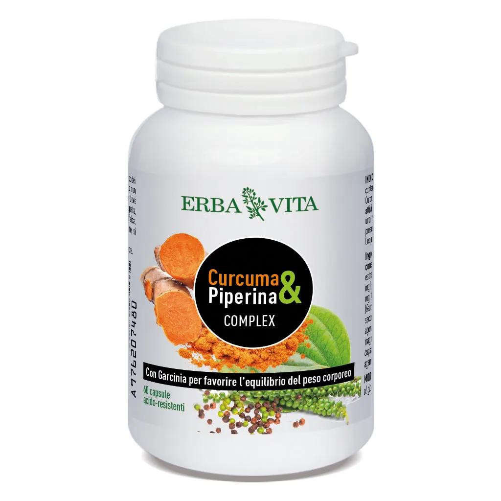 Erba Vita Curcuma & Piperina Complex Integratore Metabolismo 60 Capsule