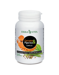 Erba Vita Curcuma & Piperina Complex Integratore Metabolismo 60 Capsule