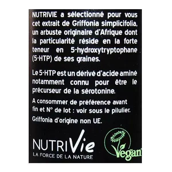 Nutrivie Griffonia Stardardizzata 30% 5-HTP Vegan Integratore Alimentare 60 capsule