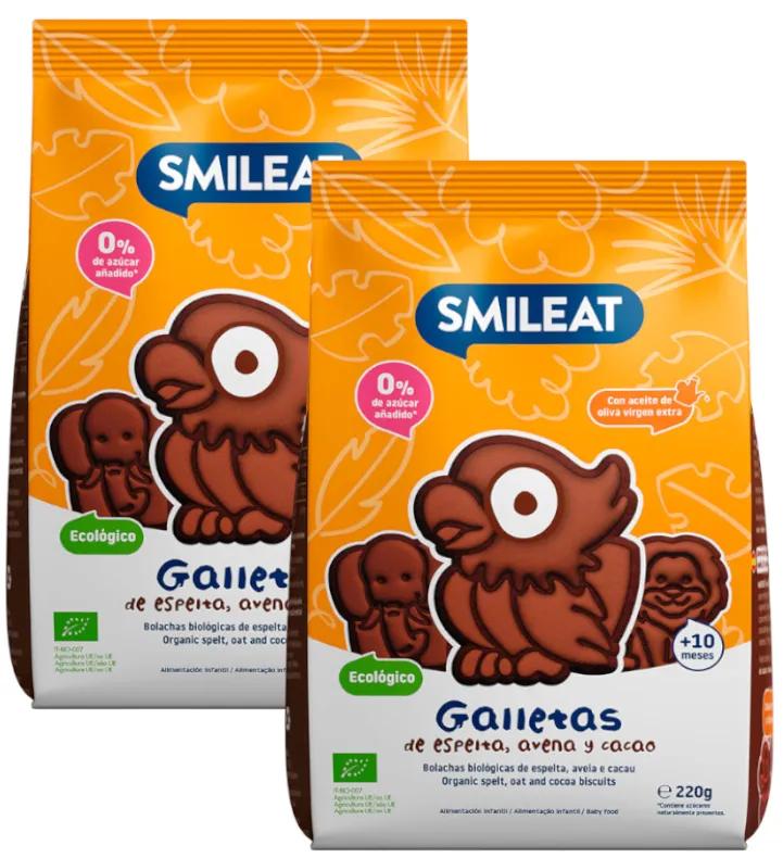 Biscuits Smileat Bio Cacao, Avoine et Épeautre +10m 2x220 gr