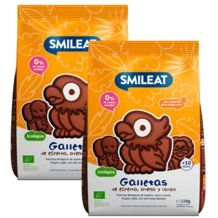 Smileat Organic Cocoa, Oat and Spelt Cookies +10m 2x220 gr