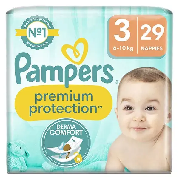 Pampers Premium Protection Taille 3 Couches x29 6kg - 10kg Notre N°1 Pour Le Confort & La Protection