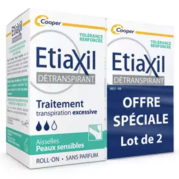 ETIAXIL Déodorant Détranspirant Transpiration Excessive SENSITIVE Lot de 2 x 15ml