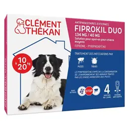 Clement Thekan Anti-Puces Anti-Tiques Chien 10-20kg 4 Pipettes