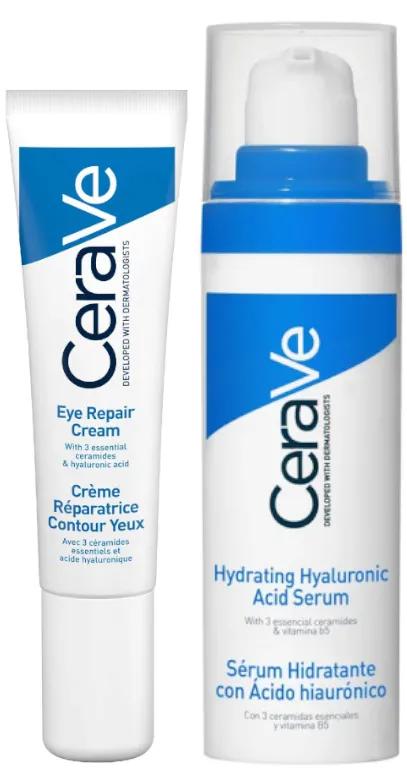 CeraVe Contour des Yeux 14 ml + Sérum Hydratant à l'Acide Hyaluronique 30 ml