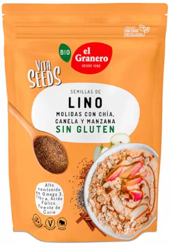 El Granero Integral Vitaseeds Semillas de Lino,Chía, Manzana y Canela BIO 200 gr