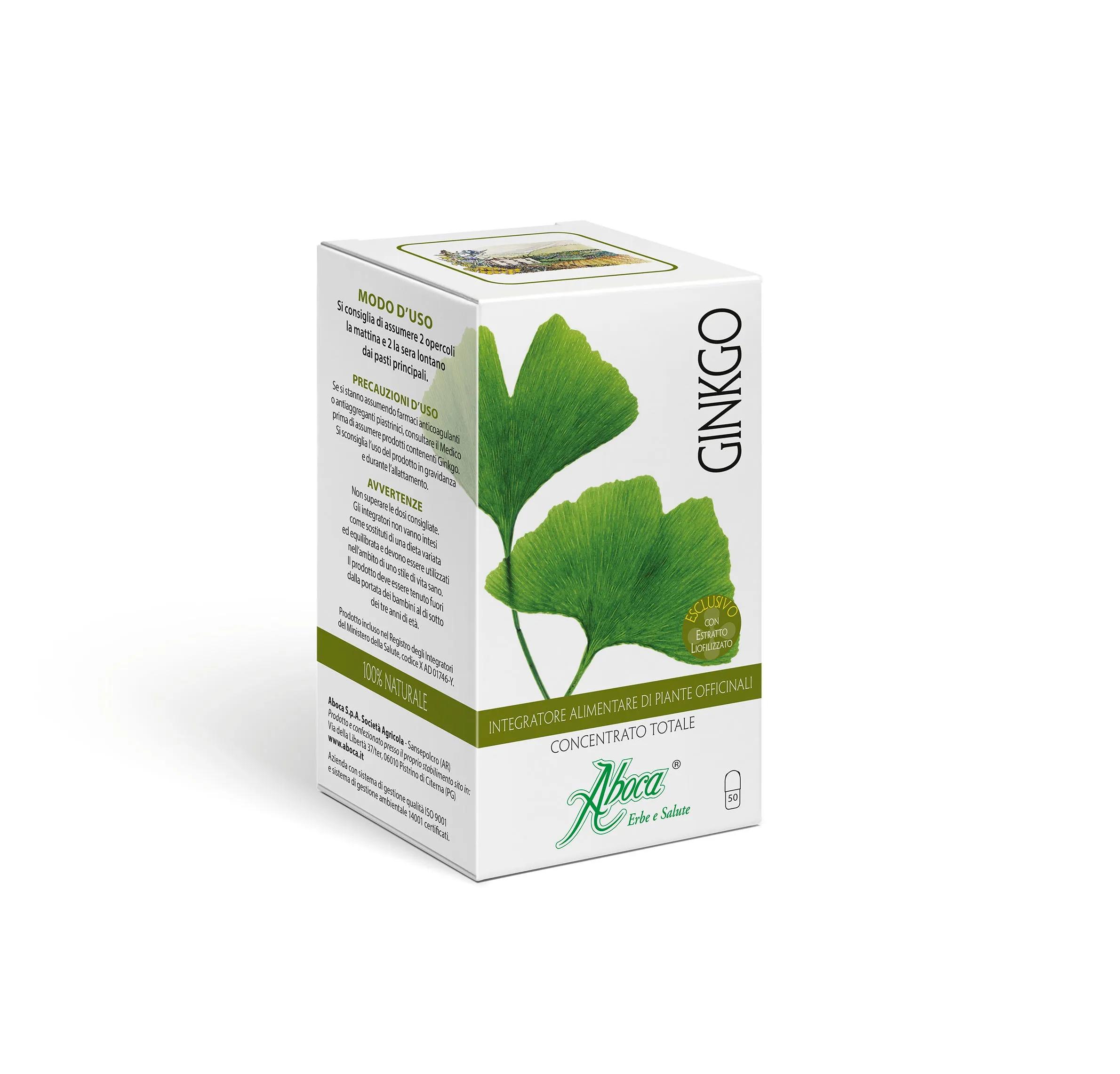 Aboca Ginkgo Concentrato Totale Integratore Memoria e Concentrazione 50 Opercoli