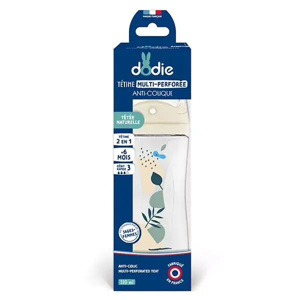 Dodie Biberon Tétine Multi-Perforée Anti-Colique Bleu 330ml