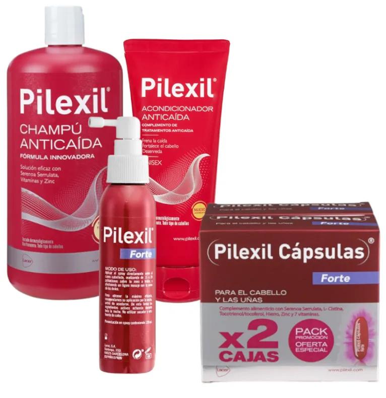 Pilexil Anti-Haaruitval Shampoo + Conditioner + Forte Spray + Forte Capsules