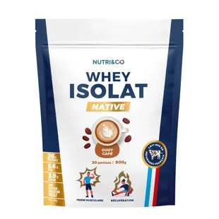 Proteine ​​in polvere isolate del siero del latte nativo Nutri&Co - 1 kg gusto caffè