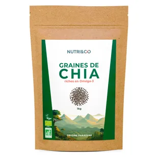 Semi di Chia Nutri&Co - Ricchi di Omega-3, Fibre e Proteine ​​- 1 kg Vegano