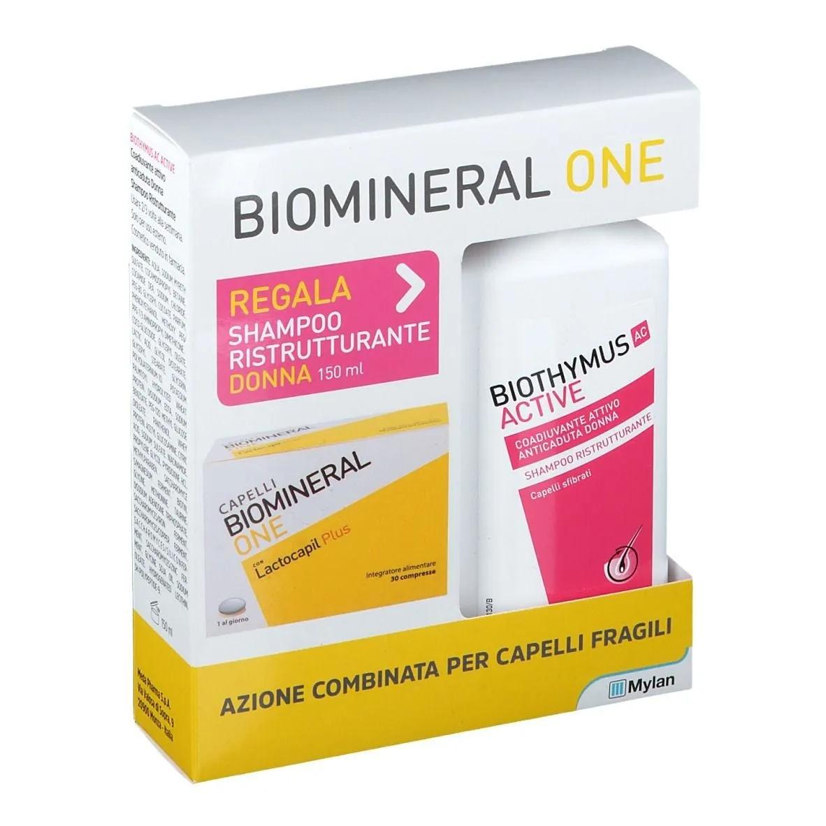 Biomineral One Lactocapil Plus Integratore Capelli 30 Compresse + Biothymus Shampoo Ristrutturante Donna 150 ml