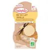 Babybio Desserts Lactés Bol Riz au Lait Vanille +8m Bio Lot de 2 x 100g