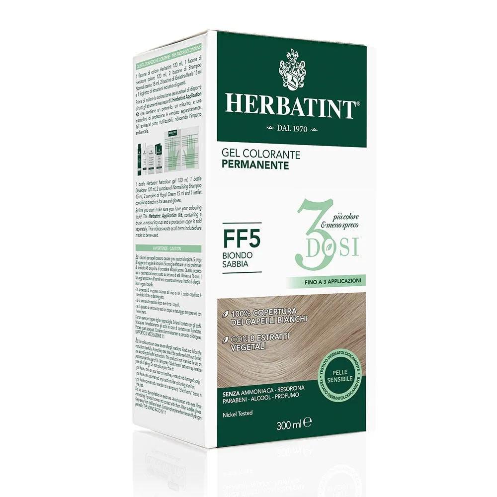 Herbatint Tintura Capelli Gel Permanente 3Dosi FF5 Biondo Sabbia 300 ml