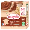 Babybio Desserts Lactés Gourde Crème Semoule Cacao +8m Bio 4 x 85g