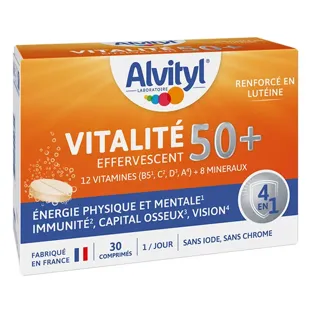 Alvityl Vitalité 50 + 12 Vitamine, 8 Minerali, Piante e Luteina 30 compresse