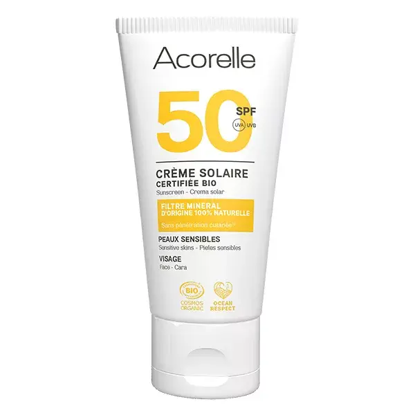 Acorelle Crème Solaire Visage SPF50 Bio 50ml