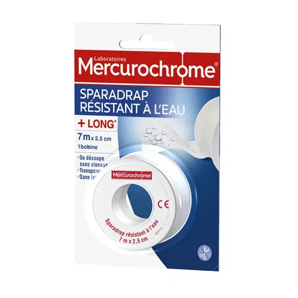Mercurochrome Sparadrap Résistant à l'Eau + Long 7m